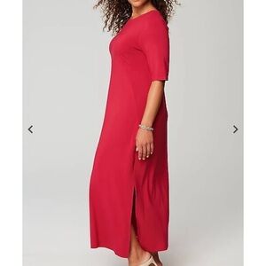 J. Jill Red A-line Dress with Bateau Neckline
